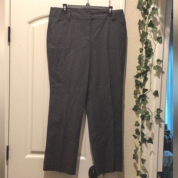 Talbots Petites Women's Size 16P Black Gray Striped Zipper Button Closure Pants - Picture 1 of 7